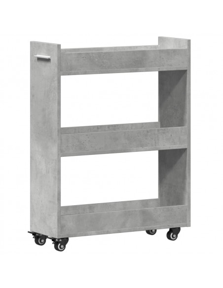 Mobile con Ruote Grigio Cemento 60x22x79cm in Legno Multistrato