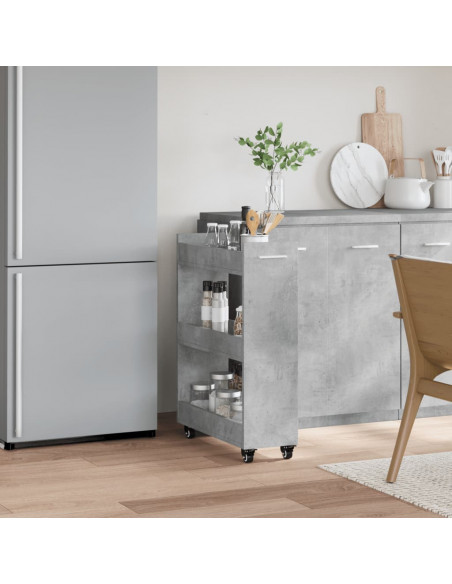 Mobile con Ruote Grigio Cemento 60x22x79cm in Legno Multistrato