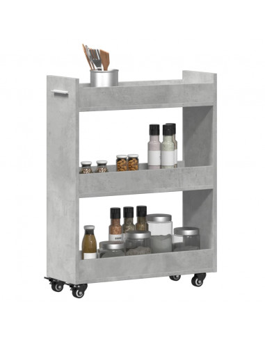 Mobile con Ruote Grigio Cemento 60x22x79cm in Legno Multistrato