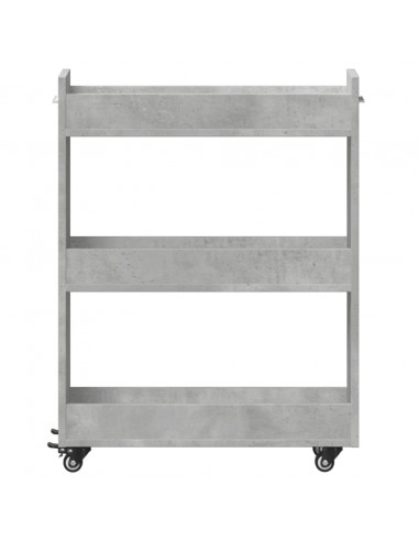 Mobile con Ruote Grigio Cemento 60x22x79cm in Legno Multistrato