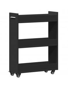 Mobile con Ruote Nero 60x22x79 cm in Legno Multistrato 2