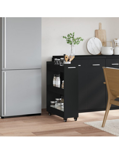 Mobile con Ruote Nero 60x22x79 cm in Legno Multistrato