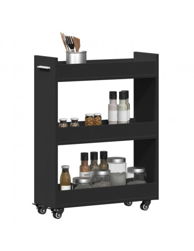 Mobile con Ruote Nero 60x22x79 cm in Legno Multistrato