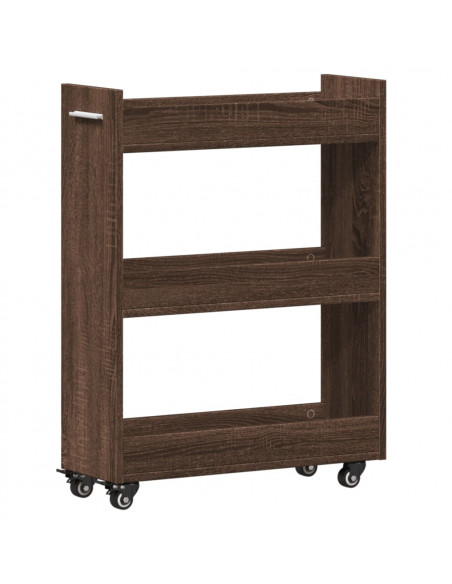 Mobile con Ruote Rovere Marrone 60x22x79cm in Legno Multistrato