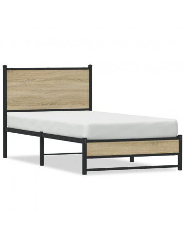 Giroletto con Testiera in Metallo Rovere Sonoma 75x190 cm