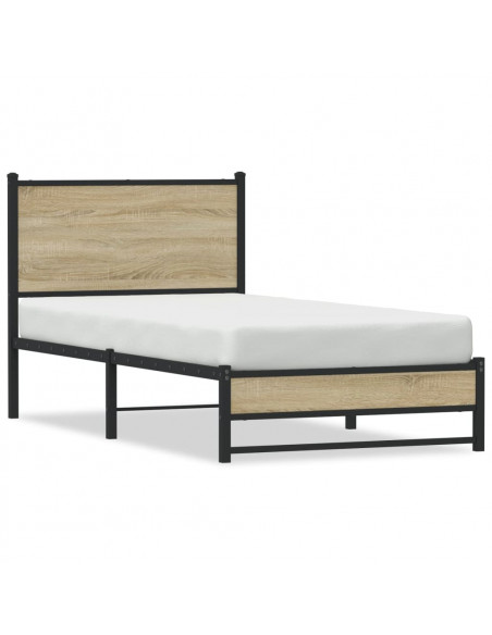 Giroletto con Testiera in Metallo Rovere Sonoma 75x190 cm