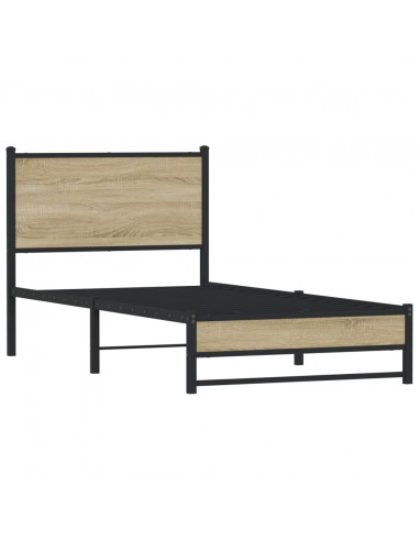 Giroletto con Testiera in Metallo Rovere Sonoma 75x190 cm