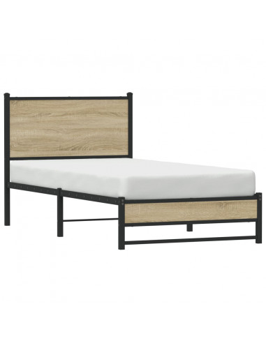 Giroletto con Testiera in Metallo Rovere Sonoma 75x190 cm