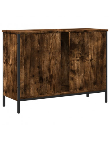 Mobile Lavabo Bagno Rovere Fumo 80x30x60 cm Legno Multistrato