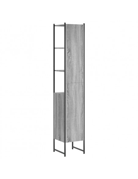 Mobile da Bagno Grigio Sonoma 33x33x185,5 cm Legno Multistrato