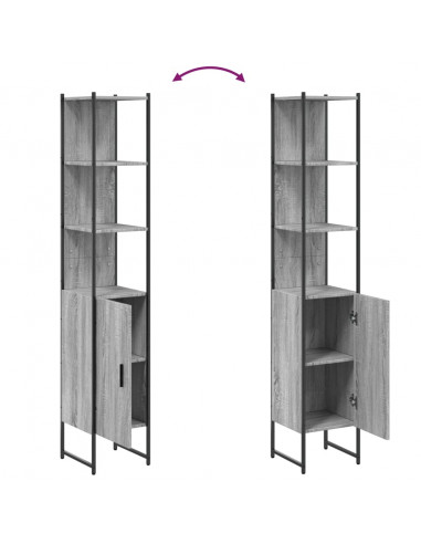 Mobile da Bagno Grigio Sonoma 33x33x185,5 cm Legno Multistrato