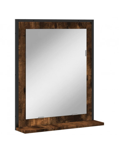 Specchio Bagno con Ripiano Rovere Fumo 50x12x60 cm Multistrato