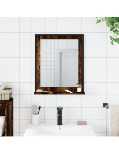 Specchio Bagno con Ripiano Rovere Fumo 50x12x60 cm Multistrato