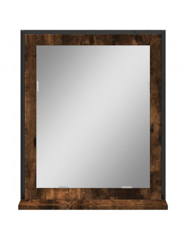 Specchio Bagno con Ripiano Rovere Fumo 50x12x60 cm Multistrato