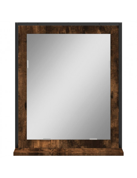 Specchio Bagno con Ripiano Rovere Fumo 50x12x60 cm Multistrato