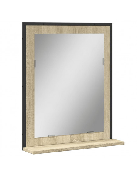 Specchio Bagno con Ripiano Rovere Sonoma 50x12x60cm Multistrato