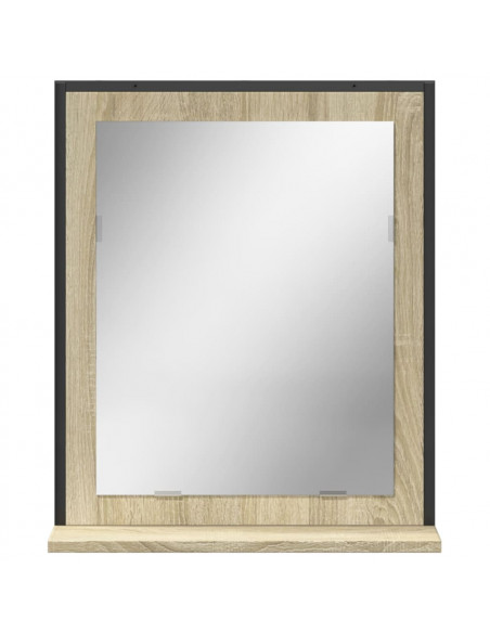 Specchio Bagno con Ripiano Rovere Sonoma 50x12x60cm Multistrato