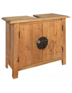 Vanità da Bagno in Legno Massello di Pino 70x32x63 cm 2