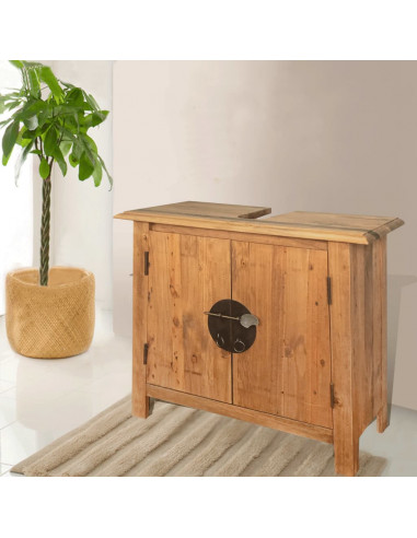 Vanità da Bagno in Legno Massello di Pino 70x32x63 cm