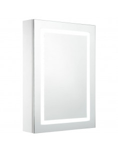 Armadietto Bagno con Specchio e LED 50x13x70 cm 2