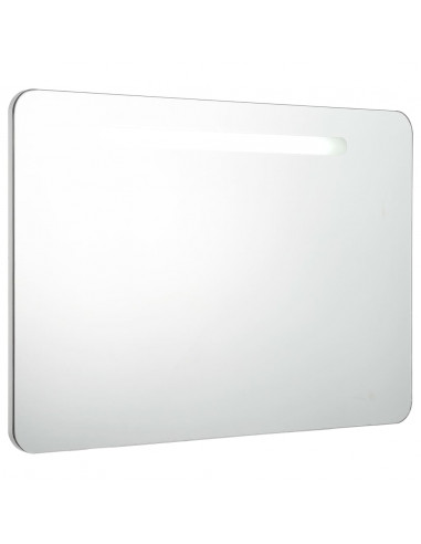 Armadietto Bagno con Specchio e LED 80x9,5x55 cm