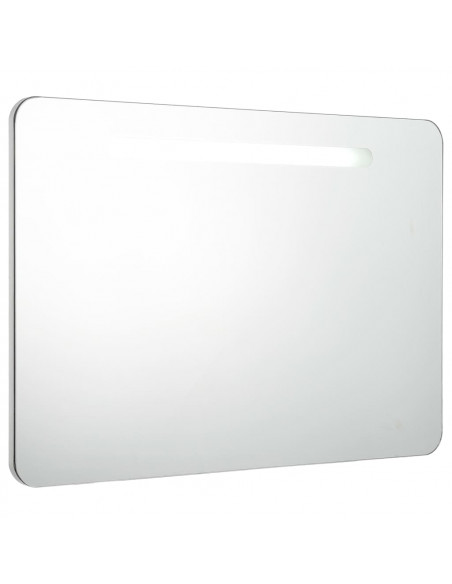 Armadietto Bagno con Specchio e LED 80x9,5x55 cm