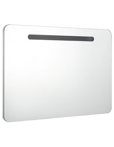 Armadietto Bagno con Specchio e LED 80x9,5x55 cm