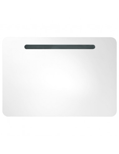 Armadietto Bagno con Specchio e LED 80x9,5x55 cm