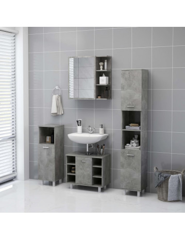 Mobile Bagno Specchio Grigio Cemento 62,5x20,5x64cm Multistrato