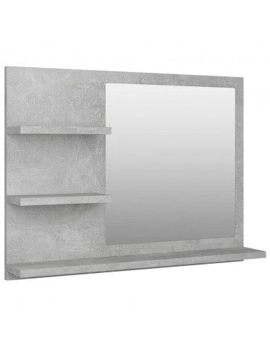 Specchio da Bagno Grigio Cemento 60x10,5x45 cm in Truciolato