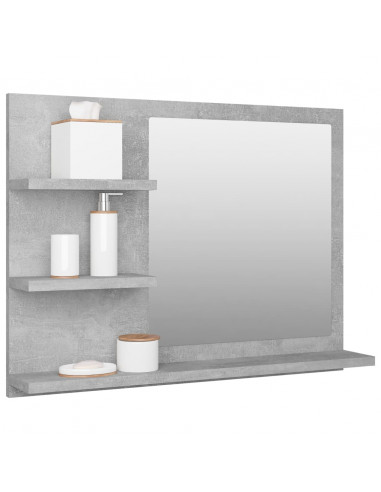 Specchio da Bagno Grigio Cemento 60x10,5x45 cm in Truciolato