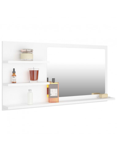 Specchio da Bagno Bianco 90x10,5x45 cm in Legno Multistrato