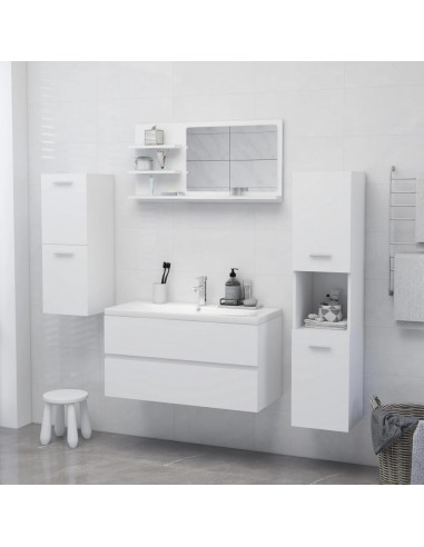 Specchio da Bagno Bianco 90x10,5x45 cm in Legno Multistrato