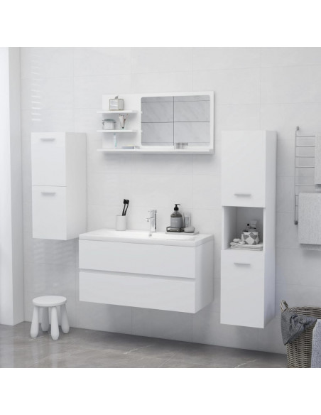 Specchio da Bagno Bianco 90x10,5x45 cm in Legno Multistrato