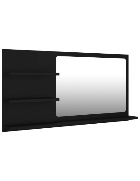 Specchio da Bagno Nero 90x10,5x45 cm in Legno Multistrato