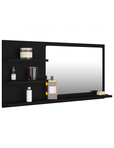 Specchio da Bagno Nero 90x10,5x45 cm in Legno Multistrato