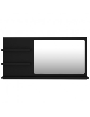 Specchio da Bagno Nero 90x10,5x45 cm in Legno Multistrato