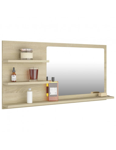 Specchio da Bagno Rovere Sonoma 90x10,5x45 cm Legno Multistrato