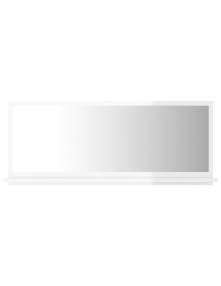 Specchio da Bagno Bianco Lucido 90x10,5x37 cm Legno Multistrato