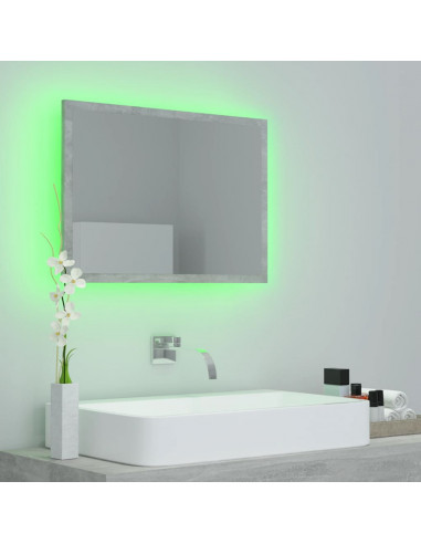 Specchio da Bagno a LED Grigio 60x8,5x37 cm in Acrilico