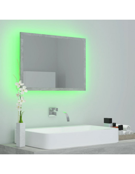 Specchio da Bagno a LED Grigio 60x8,5x37 cm in Acrilico