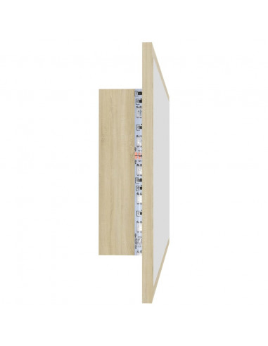 Specchio da Bagno LED Rovere Sonoma 80x8,5x37 cm in Acrilico