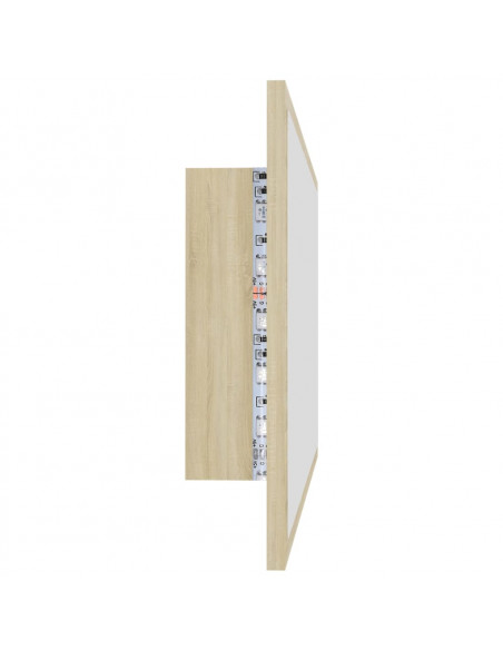 Specchio da Bagno LED Rovere Sonoma 80x8,5x37 cm in Acrilico