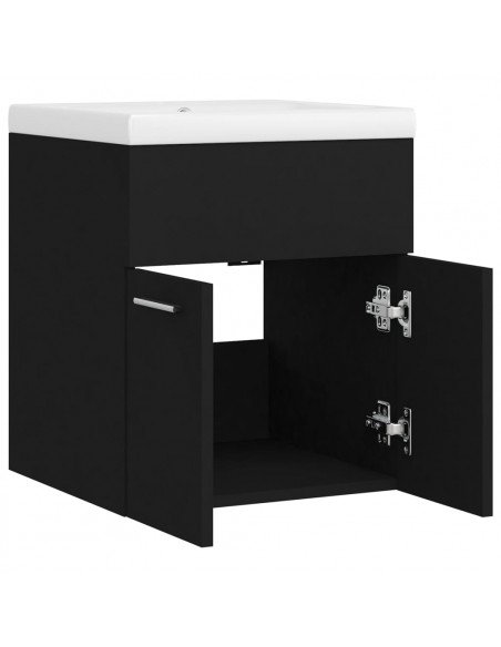 Mobile da Bagno con Lavabo Integrato Nero in Truciolato