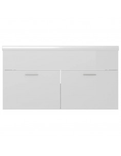 Mobile Bagno con Lavabo Integrato Bianco Lucido in Truciolato 2