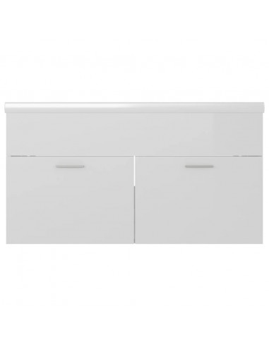 Mobile Bagno con Lavabo Integrato Bianco Lucido in Truciolato