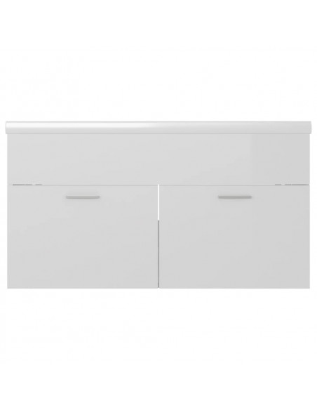 Mobile Bagno con Lavabo Integrato Bianco Lucido in Truciolato