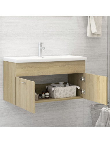 Mobile con Lavabo Integrato Rovere Sonoma in Legno Multistrato