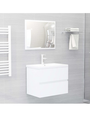 Mobile con Lavabo Integrato Bianco in Legno Multistrato