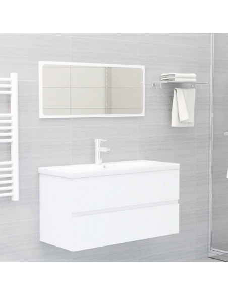 Mobile con Lavabo Integrato Bianco in Legno Multistrato